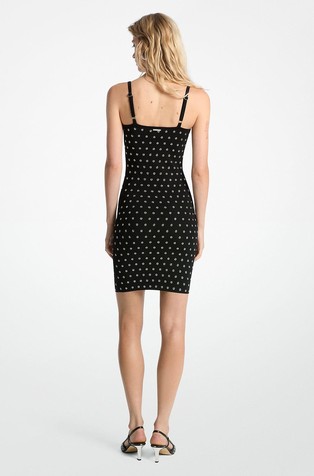 MICHAEL KORS Grommet-Embellished Stretch Viscose Blend Dress Black 2