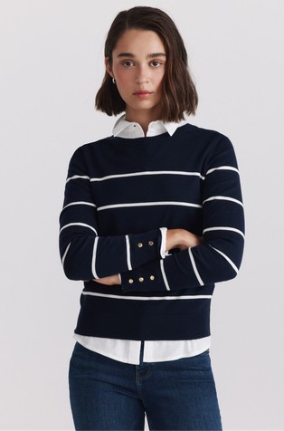 Knit striped jumper with buttons