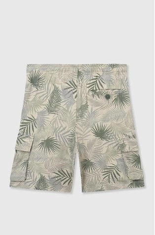 BENETTON Vzorčaste bermuda cargo hlače iz lanene mešanice Bež - Beige 2