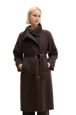 Wool-blend straight coat
