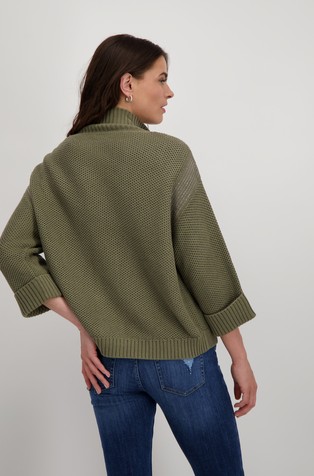 MONARI Oversized fit cardigan with honeycomb pattern Green Tea 3