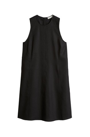 Obleka brez rokavov iz mešanice viskoze in lana