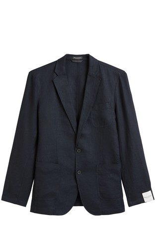 MARC O'POLO Rahlo oprijet lanen suknjič Modra - Dark Navy 4