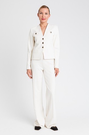 Wide leg trousers with jewel buttons