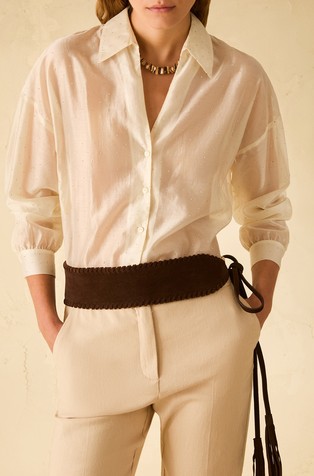 Voile shirt with rhinestones