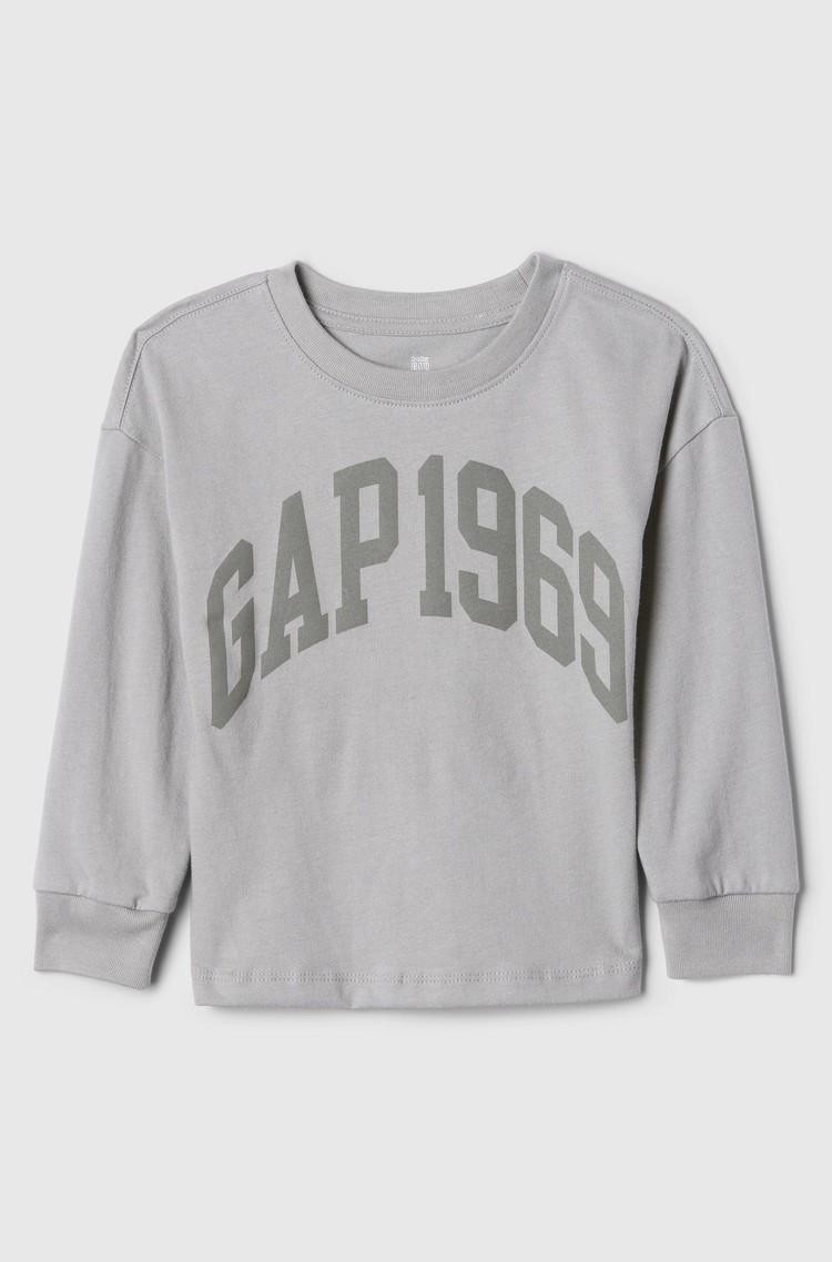 GAP Gap logo majica z dolgimi rokavi za malčke Siva - Pilot Grey 