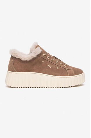 Suede Sneakers with Faux-fur Trims