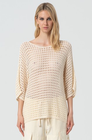 Perforaded knit sweater in viscose-blend
