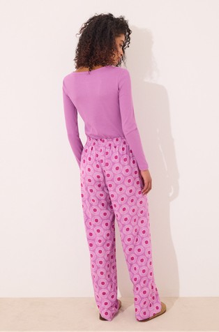 WOMEN'SECRET Long viscose trouser with geometric print Purple 2