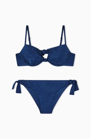 Bikini in foliage-print jacquard