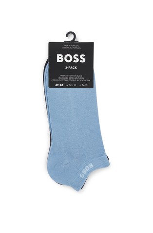 HUGO BOSS Paket 2 parov nizkih nogavic iz bombažne mešanice Modra - Light Blue 3