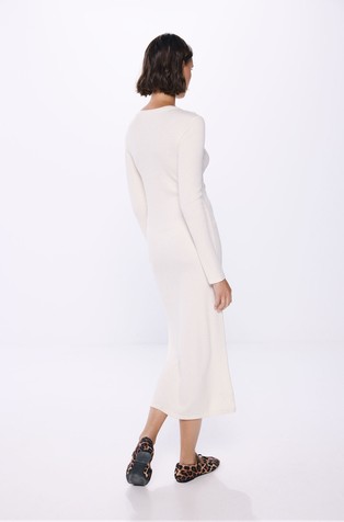 SPRINGFIELD Midi knit dress with slit Stone 2