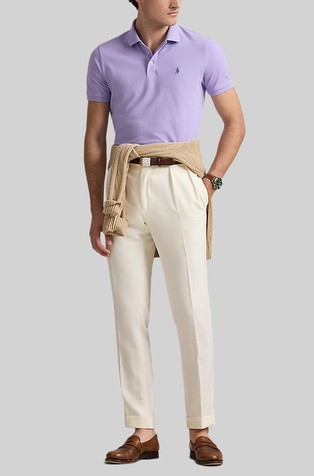 RALPH LAUREN Custom slim fit raztegljiva polo majica z mrežasto strukturo Škrlatna - Powder Purple 3
