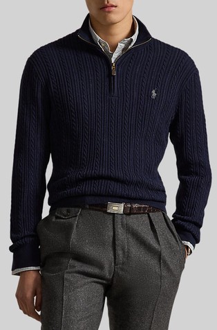 Cable-Knit Cotton Quarter-Zip Jumper