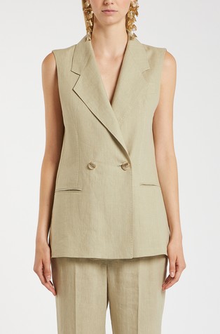 Linen gilet with back slit