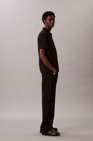 CALVIN KLEIN Polo majica s kratkimi rokavi iz viskozne mešanice Črna - Black 5
