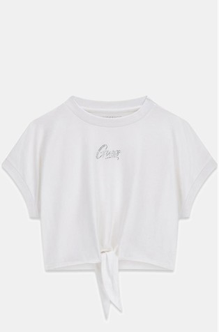 Boxy fit bombažna majica z detajlom vozla