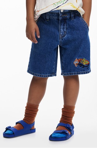 Denim kratke hlače z vezenino