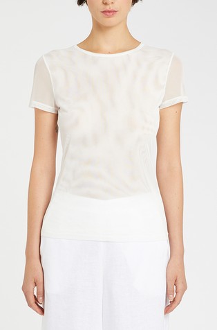 Stretch tulle Slim fit T-shirt