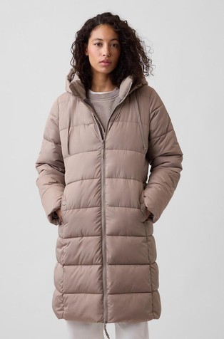 Relaxed Midi Puffer Coat With Hood