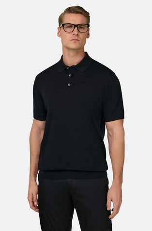 Cotton and Silk Knitted Polo Shirt