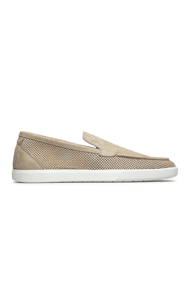 FABI Nubuck leather loafers with perforations Beige 