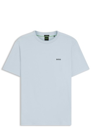 Regular fit bombažna majica s kontrastnim logotipom