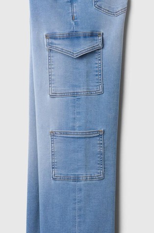 GAP Kids High Rise Sweatpant Wide-Leg Cargo Pull-On Jeans Medium Wash 3