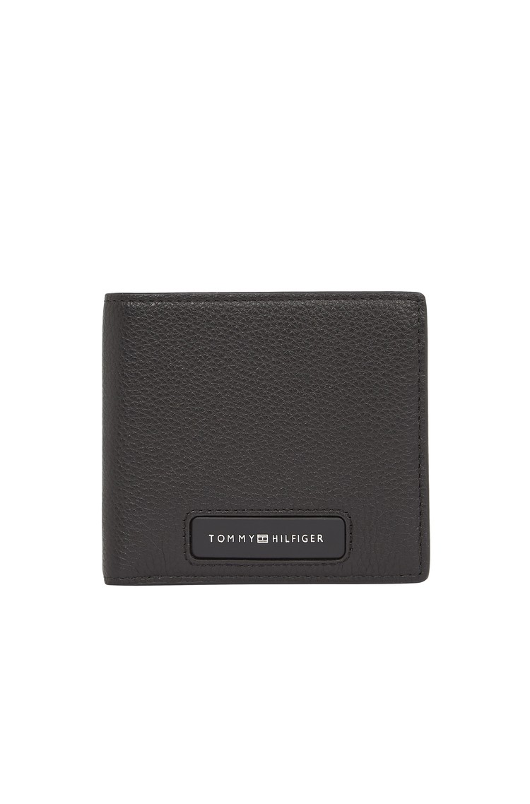 TOMMY HILFIGER Monogram usnjena logo denarnica z žepom za kovance Črna - Black 