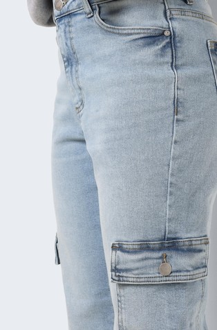 NOISY MAY NMMONI cropped cargo jeans hlače Modra - Light Blue Denim 5