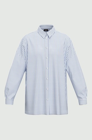 MARELLA Relaxed fit črtasta srajca iz raztegljivega poplina Modra - Blue / White 5