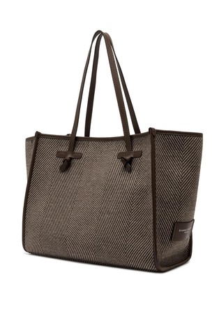 GIANNI CHIARINI Marcella tote in herringbone print fabric Var.Daino 2