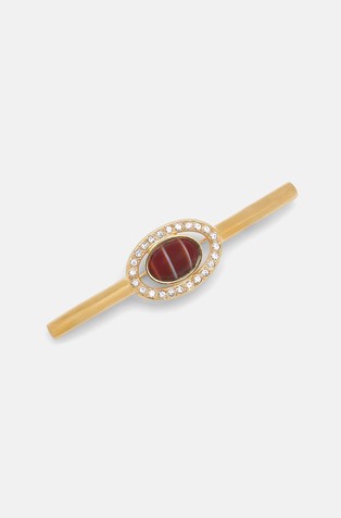 Crystal-embellished cabochon-effect brooch
