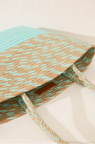 WOMEN'SECRET Raffia and synthetic fabric basket bag handbag Blue / Beige 5