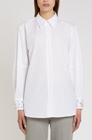 Crystal embroidered cotton shirt