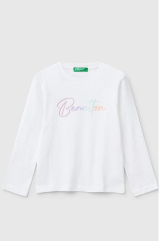 Slim fit majica z dolgimi rokavi in bleščečim logotipom