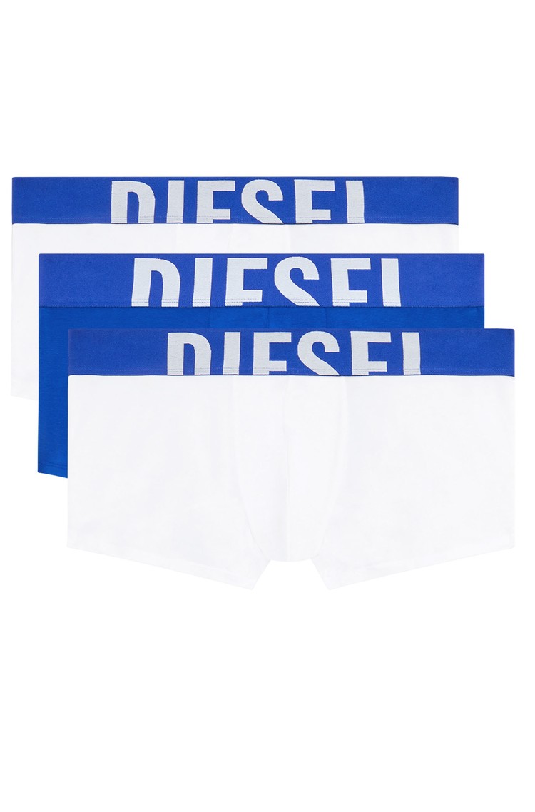 DIESEL Paket 3 boksaric iz raztegljivega bombaža z logo pasom Večbarvna - White/Blue 
