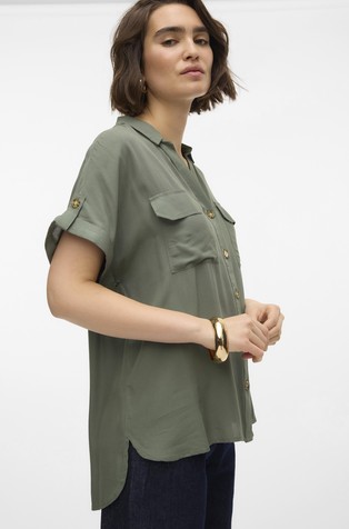 VERO MODA VMBUMPY srajca s kratkimi rokavi Zelena - Green 5