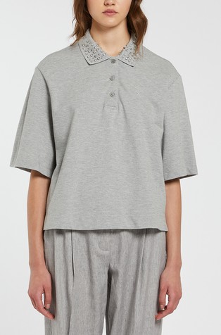 Bombažna polo majica s kristali na ovratniku