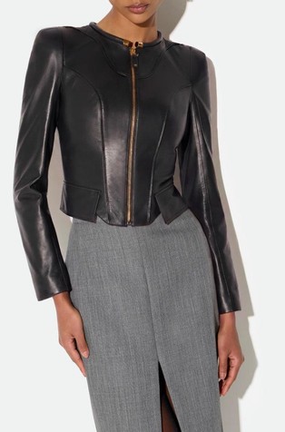 Slim fit usnjena jakna