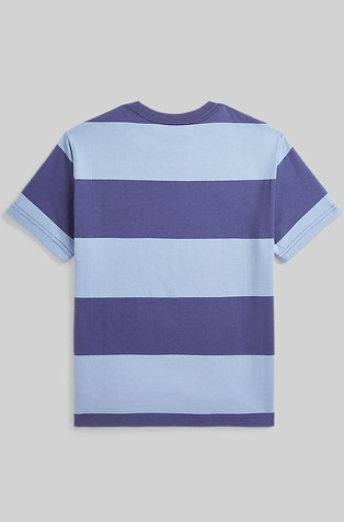 RALPH LAUREN Striped Cotton Jersey Tee Chambray Blue / Classic Blu 2