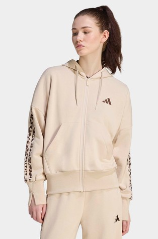 Essentials Animal-Print 3-Stripes Full-Zip Hoodie