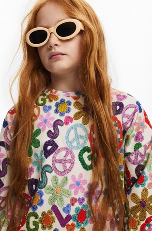 DESIGUAL Pulover s hipijevskim potiskom Večbarvna - Multi 3