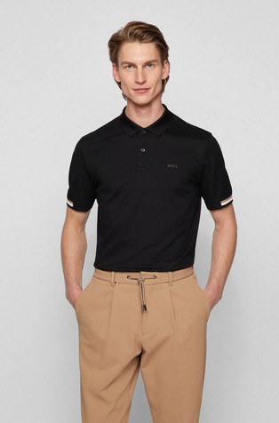 Rubberised-logo polo shirt in mercerised cotton
