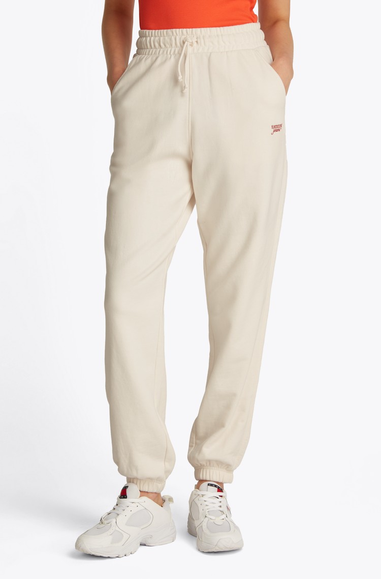 TOMMY HILFIGER Logo Embroidery Sweatpants Light Beige 