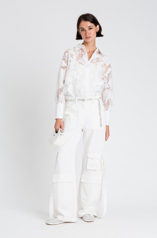 Oversized fil coupé organza shirt