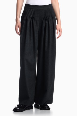High-waisted pleated trousers flannel