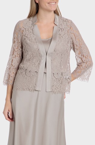 Lace jacket with satin trims