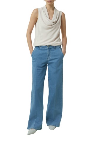 COMMA Top with cowl neckline in fabric mix Beige 3
