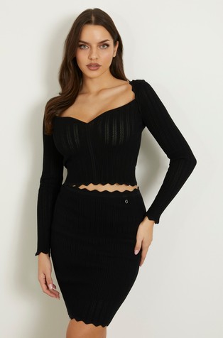 Pointelle viscose blend top